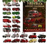 Fire Truck Advent Calendar 2025, 24 Days Christmas Countdown Calendar with 24 Flat 2D Fire Trucks, Xmas Party Holiday Gifts for Kids Adults Family Firefighter & Firefighter Fans Fireman