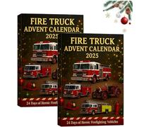 Fire Truck Advent Calendar 2025, 24 Days Mini Fire Truck Christmas with 24 Different Mini F-ire T-ruck, Classic and Modern Fi-re Engines, Christmas Advent Calendar Boxes for Kids & Collectors (2pcs)