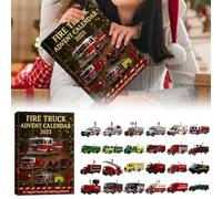 Fire Truck Advent Calendar 2025, 24 Days of Christmas Advent Calendar Boxes, 2D Acrylic Hanging Fire Truck Ornaments, Funny Christmas Countdown Calendars with Fires Engines (1set)