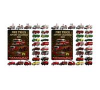 Fire Truck Advent Calendar 2025, 24 Days of Christmas Advent Calendar Boxes, 2D Acrylic Hanging Fire Truck Ornaments, Funny Christmas Countdown Calendars with Fires Engines (2set)