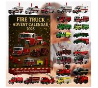 Fire Truck Advent Calendar 2025, 24 Days of Christmas Advent Calendar Boxes, Funny Christmas Countdown Calendar with 2D Classic & Modern Fire Engines for Kids Boys Girls Firefighter Fans