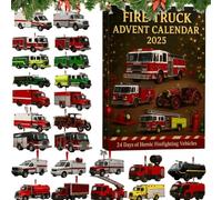 Fire Truck Advent Calendar 2025, 24 Days of Heroic Firefighting Vehicles, From Classic Retro Fire Trucks to Modern Rescue Trucks, Holiday Countdown Gift for Firefighter, Firefighter Fans (Red)