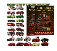 Fire Truck Advent Calendar 2025, 24 Days of Heroic Firefighting Vehicles, From Classic Retro Fire Trucks to Modern Rescue Trucks, Holiday Countdown Gift for Firefighter, Firefighter Fans (Red(2pcs))
