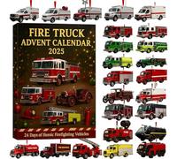 Fire Truck Advent Calendar 2025, Fire Truck Firefighter Christmas Ornaments from Classic Engines to Modern Rescue Units, Ladder Trucks, Hazmat Response, Airport Fire Engines