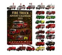 Fire Truck Advent Calendar - 24-Day Christmas Countdown Set with Classic & Modern Engines, Fun Gift for Kids & Collectors