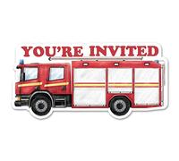 Fire Truck Birthday Party Invitations with Envelopes, 20 Set Firetruck Shaped Invitations Birthday Baby Shower Party Invites Supplies Favors, Double-Sided