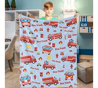 Fire Truck Blanket, Fire Truck Throw Blanket for Boys, Soft Cozy Fire Engine Vehicle Fleece Blanket, Fluffy Fuzzy Flannel Fire Car Blankets for Toddler Kids Birthday Gifts Home Sofa Couch, 101x127cm