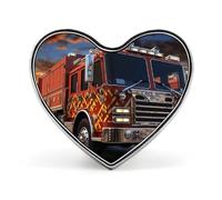 Fire Truck Button Pin Heart Shape Alloy Lapel Pins Badges Novelty Funny Enamel Pins Personalized Pinback Button Badges Cute Heart Brooche for Jackets Bags