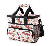 Fire Truck Car Cartoon Cooler Bag Thermal Insulated Picnic Lunch Bag Box Large Cool Bag for Beach Picnic Camping Travel Men Women