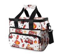 Fire Truck Cartoon Cooler Bag Thermal Insulated Picnic Lunch Bag Box Large Cool Bag for Beach Picnic Camping Travel Men Women
