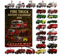 Fire Truck Christmas Advent Calendar 2025-24 Days of Heroic Firefighting Vehicles, 2D Countdown Gift for Firefighter & Firefighter Fans, Holiday Surprise for Boys and Girls (2PCS)