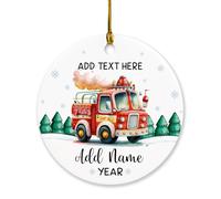 Fire Truck Christmas Ornament 2024, Personalized Fire Truck Xmas Ornament Gifts for Firefighter, Fire Engine Keepsake Ornament, Custom Name & Text Fire Truck Lover Ornament Hanging Christmas Tree