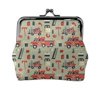 Fire Truck Elevator Tools Print Coin Purse for Women, Kiss-lock Change Purse Wallets, Small PU Leather Coin Purses