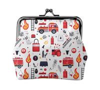 Fire Truck Extinguisher Print Coin Purse for Women, Kiss-lock Change Purse Wallets, Small PU Leather Coin Purses