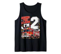 Fire Truck Firefighter 2 Year Old 2nd Birthday Boy Gifts Tank Top