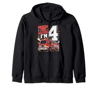 Fire Truck Firefighter 4 Year Old 4th Birthday Boy Gifts Zip Hoodie