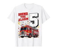 Fire Truck Firefighter 5 Year Old 5th Birthday Boy Gifts Value Graphic T-Shirt, Men, White, XL
