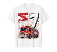 Fire Truck Firefighter 7 Year Old 7th Birthday Boy Gifts Value Graphic T-Shirt, Men, White, L