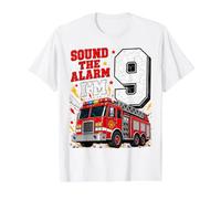 Fire Truck Firefighter 9 Year Old 9th Birthday Boy Gifts Value Graphic T-Shirt, Men, White, M
