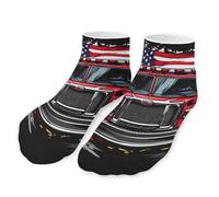 Fire Truck Firefighter U.S. Flag Men's Ankle Low Socks 1 Pair No Show Sock Low-Cut Athletic Socks for Women