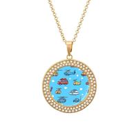 Fire Truck Helicopter Necklace for Women Adjustable Jewelry Pendant for Mom Wife Girlfriend Gifts Golden-style
