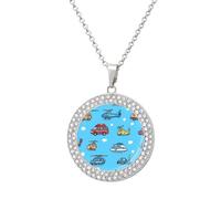 Fire Truck Helicopter Necklace for Women Adjustable Jewelry Pendant for Mom Wife Girlfriend Gifts Silver-style