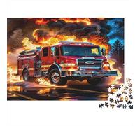 Fire Truck in Action 1000 Piece Jigsaw Puzzle Set for Puzzle Collectors Thick Recycled Paper Home Decor Wall Art Gift for Couples Decorative Jigsaw Puzzle 52x38cm/1000pcs