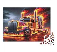 Fire Truck Jigsaw Puzzle 1000 Pieces Recycled Paper American Truck Jigsaw Puzzles Educational Game Challenge Fun Family Game for Adults And Age 10 38x26cm/1000pcs
