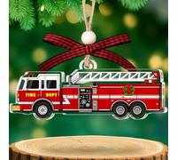 Fire Truck Ornament - Fire Truck Ornaments for Christmas Tree - Firefighter Christmas Ornaments - Gifts for Fireman, Women, Men, Kids, Boys - Acrylic Xmas Ornament 2025 - Funny Trucks Decor