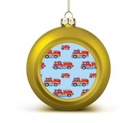 Fire Truck Pattern Christmas Ball Ornaments 1.6 Inch Shatterproof Red Xmas Tree Decorations for Holiday Wedding Party Decor