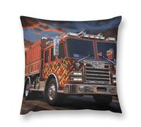 Fire Truck Soft Plush Throw Pillow Cover Modern Decorative Pillow Case Farmhouse Cushion Cover with Hidden Zipper for Couch Sofa Bed Outdoor Home Decor 24 "x24