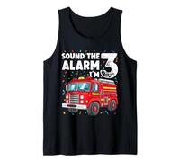 Fire Truck Toddler 3rd Birthday Sound The Alarm I'm 3 Gift Tank Top