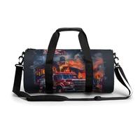 Fire Truck U.S. Flag Gym Bag Travel Duffel for Men Women