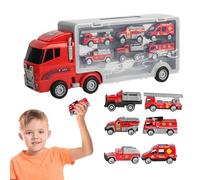 Fire Truck Vehicle Toy Set - Rescue Carriers, 1 Pack Transport Lorries For Imaginary Missions, Hauler Case With Storage Slot, Plaything, Response Engine For Racing, Rolling And Drifting