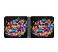 Fire Truck Wallet PU Leather Bifold Wallet Slim Front Pocket Mini Purse Card Slots Holder for Women Men