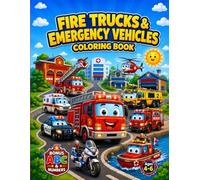 Fire Trucks & Emergency Vehicles Coloring Book for Kids Ages 4-6 with BONUS ABC Alphabet & Numbers: Fun Fire Truck, Police Car and Ambulance Coloring ... (Smash Kids Coloring & Learning Series)