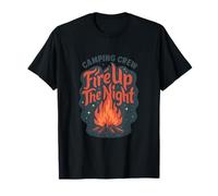 Fire Up The Night Camping Crew Bonfire Graphic T-Shirt