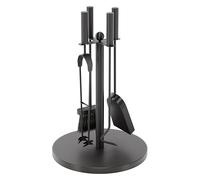 Fire Vida 5 Piece Warwick Fireplace Companion Set - Black Iron Fireside Tool Kit with Stand - Includes Poker, Tongs, Shovel & Brush - Ideal for Wood Burners, Fire Pits & Coal Stoves
