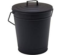 Fire Vida Ash Bucket Coal Wood Carrier Holder with Lid, Metal, Black
