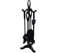 Fire Vida Black Companion Set 5 Piece Fire Vintage Fireside Place Tools Loop Handle Iron