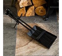 Fire Vida Hearth Shovel And Brush Set, Black Fireside Fireplace Tidy