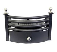 Fire Vida Laxton Solid Fuel Fireplace Grate Set - Cast Iron Fire Grate with Ash Pan & Fire Front - Black & Chrome Open Fire Accessories - Ideal for Fireplaces, Coal Fires & Log Burners