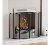Fire Vida Stanton 4 Panel Spark Fire Guard, Metal, Black