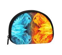 Fire vs ice art Coin Purse, Mini Wallet for Women Men Gifts Change Bag with Zipper Shell Shaped Small Coin Bag Travel Organizer Change Storage Pouch for Cash, Cards, Keys, Lipstick