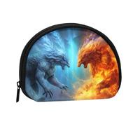 Fire VS Ice Art Coin Purse Personalized Coin Bag for Women Men Change Purse Small Wallets with Zipper Mini Shell Coin Pouch Outdoor Shopping Change Storage Bag Handbags Gifts