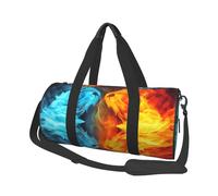 Fire vs ice art Duffle Bag for Women Men Personal Item Travel Bag Canvas Weekender Overnight Bag Lightweight Sports Tote Gym Bag Carry On Luggage Bag, Black, One Size
