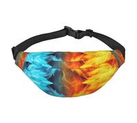 Fire vs ice art Fanny Pack for Men Women Belt Bag Fashion Waist Bag Everywhere Crossbody Bag Wallet Hip Bum Bag with Adjustable Strap Waterproof Chest Bag for Travel Hiking Sports, Black, One Size