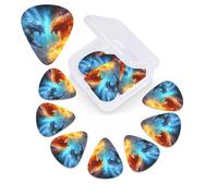 Fire VS Ice Art Guitar Picks 12 Pack 3 Different Thickness Celluloid Guitar Plectrums with Guitar Pick Storage Box Personalized Guitar Pick for Acoustic Guitar Picks