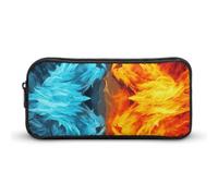 Fire Vs Ice Art Pencil Case - Large Aesthetic Makeup Bag Multi-Purpose Pencil Pouch Cute Cosmetic Bag with Zipper Closure for Office, Home, Study & Travel