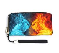 Fire Vs Ice Art RFID Blocking Wallet for Women,Clutch With Change Pocket, Wristlet Wrist Strap with Card Slots